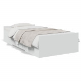 Cadru de pat cu sertare, alb, 90x200 cm, lemn prelucrat GartenMobel Dekor, vidaXL