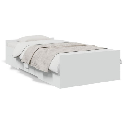 vidaXL Cadru de pat cu sertare, alb, 90x190 cm, lemn prelucrat foto