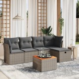 Cumpara ieftin Set mobilier grădină cu perne, 6 piese, gri, poliratan