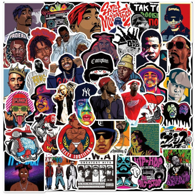 Set 50 abțibilduri / stickere East West Coast Rap Graffiti laptop chitara foto