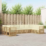 vidaXL Set de canapele de exterior 10 pcs Alb și crem Poliester 3392565