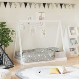 vidaXL Cadru de pat pentru copii, alb, 70x140 cm, lemn masiv de pin