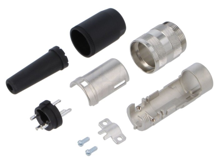 Conector M16 3 pini, drept, pe cablu