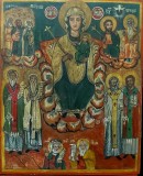 Maica Domnului cu Pruncul-Doamna &icirc;ngerilor, soborul Sființilor Apostoli, Sf&acirc;nta Troiță, Sființii Trei Ierarhi, Sf&acirc;ntul Nicolae, Icoana Romaneas