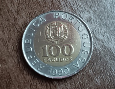C50 - Moneda foarte veche - Portugalia ante euro - 100 escudos - 1990 foto