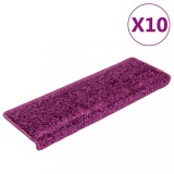 Cumpara ieftin Covorase pentru scari, 10 buc., 65x21x4 cm, violet, cu margini dreptunghiulare