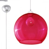 Lampă Suspendată Ball Roșu Oțel/Sticlă 1 Bec Rotund Minimalist De Interior