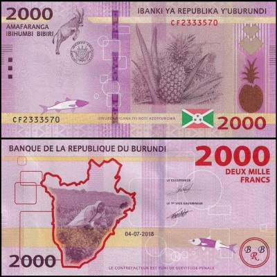 Burundi 2018 - 2000 francs UNC foto
