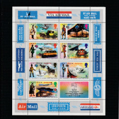 Antigua si Barbuda 1974-U.P.U.,Centenar,bloc 7 valori dantelate,MNH,Mi.Bl.6