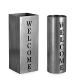 Cumpara ieftin Set 2 suporturi umbrele otel argintiu Dyrin 20x20x52h; d18x52h
