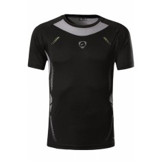 Tricou Sport Baieti Quick Dry, Maneci Scurte, Ideal pentru Golf, Tenis, Fitness, Alergare, Negru si Gri, XL (US) Gri 108 CM