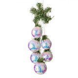 Ghirlandă Decorativă Crăciun, Model 6 Globuri, Spumă, Paiete Holografice, 38 cm, Alb, Oem