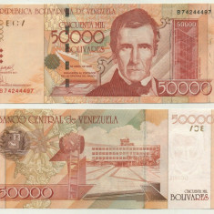 VENEZUELA █ bancnota █ 50000 Bolivares █ 2006 █ P-87b █ UNC █ necirculata