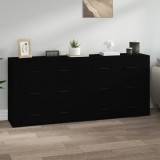 VidaXL Servante, 2 piese, negru, lemn prelucrat