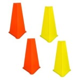 Set Jaloane de Antrenament din Plastic, 4 buc, Portocaliu și Galben, 14x14x23 cm, CMCLASS