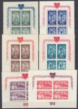 ROMANIA 1948 LP 249 a O.S.P. DANTELAT SI NEDANTELAT BLOCURI DE 4 MNH, Nestampilat