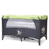Patut Pliant 2 Nivele Moni Tommy Green, cu Saltea si Geanta Transport, 120x60 cm, Tarc Joaca, Usita Fermoar