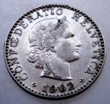 2.182 ELVETIA 20 RAPPEN 1902 B, Europa, Nichel