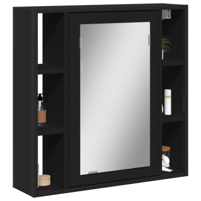 vidaXL Dulap baie cu oglindă negru 60x16x60 cm lemn compozit 842426 foto