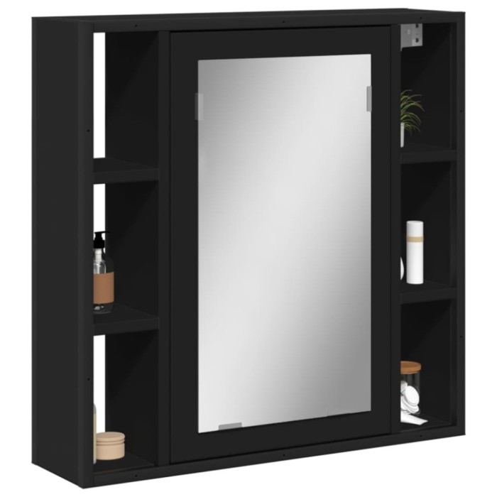 vidaXL Dulap baie cu oglindă negru 60x16x60 cm lemn compozit 842426