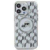 Husa MagSafe pentru Apple iPhone 15, Karl Lagerfeld, IML Monogram Karl &amp; Choupette&#039;s Heads, Transparenta