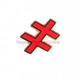 Pin Masonic Cruce Dubl? Lorena Grad 33 &ndash; Ro?u | Placat Aur 24k | PIN019