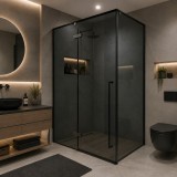 Paravan de dus walk-in 90x90x195 cm, sticla securizata 8 mm, gri