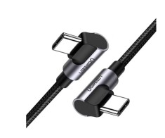 CABLU alimentare si date Ugreen, &quot;US323&quot;, Fast Charging Data Cable pt. smartphone, USB Type-C la USB Type-C 60W/3A Angled 90&Acirc;&deg;, braided, 2m, negru &quot;70