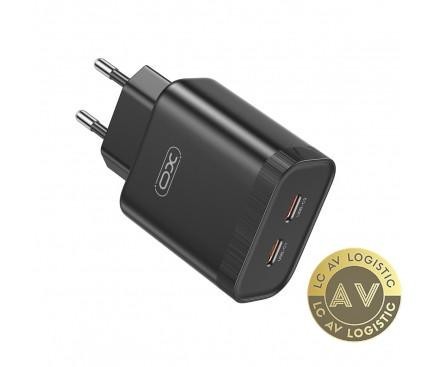 Incarcator Retea XO Design L105 35W 3A 2 x USB-C Negru