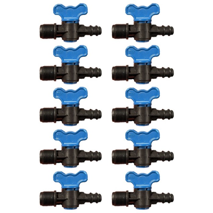 Set 10 x Robinet din plastic pentru teava picurare cu filet si stut, Nr-7518, 16 mm x 1/2&quot; FE