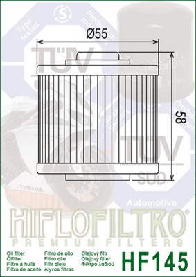 Filtru Ulei HF145 Hiflofiltro Yamaha, Aprilia, Derbi Cod Produs: MX_NEW HF145 foto