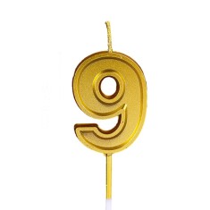 Lumanare pentru tort cifra 9, flippy, 4.8 cm, aniversare, aurie