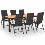 Cumpara ieftin Set de masa pentru gradina, 7 piese, negru si maro