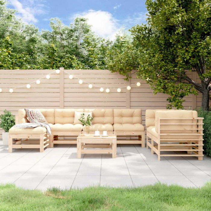 vidaXL Set mobilier de grădină din 8 piese, lemn masiv de pin