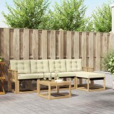 vidaXL Set mobilier gradina 6 piese terasa alb crem lemn acacia perne
