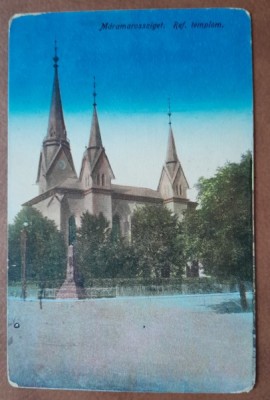 Carte postala, circulata, Biserica Reformata din Sighetul Marmatiei, 1924 foto