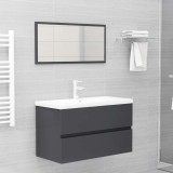 Set mobilier de baie, 2 piese, gri, PAL
