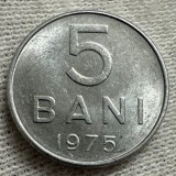 5 Bani 1975 Al, Romania, UNC, Luciu de batere