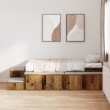 vidaXL Cadru de pat cu stocare lemn vechi 90x200 cm