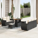 Set de Canapele de Grădină vidaXL cu 8 Piese cu Perne Negru Ratan Poliester