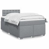 VidaXL Pat box spring cu saltea, gri deschis, 120x190 cm, textil 3285841