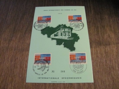4 Timbre Obliterate cu Ștampile Speciale , Ediție Limitată Colecție Feroviară Belgia 1972 foto