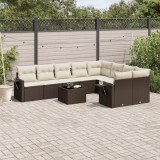 vidaXL Set canapele de grădină cu perne, 10 piese, maro, poliratan 3252990