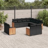 Cumpara ieftin Gossi set canapele de gradina cu perne, 11 piese, negru, poliratan