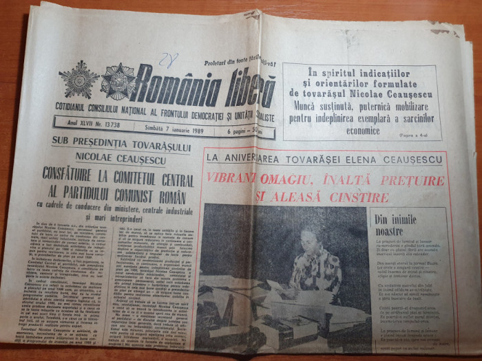 romania libera 7 ianuarie 1989-ziua de nastere a elenei ceausescu