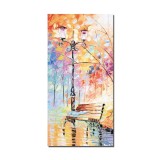Tablou pictat manual, Banca primei noastre intalniri, 80x40cm ulei in cutit efect 3D, Fabulos
