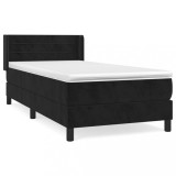 Cumpara ieftin Pat box spring cu saltea, negru, 80x200 cm, catifea