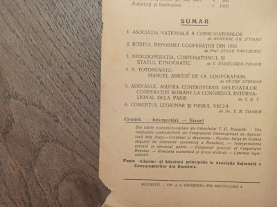 ALIANTA ECONOMIC, ANUL 1*NR 9-10/ 1937 * ARTICOL LEGIONARI foto