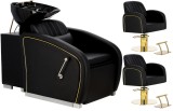Set Profesional Salon Coafură Imperia: Unitate Spălare + 2 Scaune Hidraulice, Negru Elegant, Material Premium