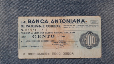 100 Lire 1976 Italia La Banca Antoniana di Padova e Trieste cec foto